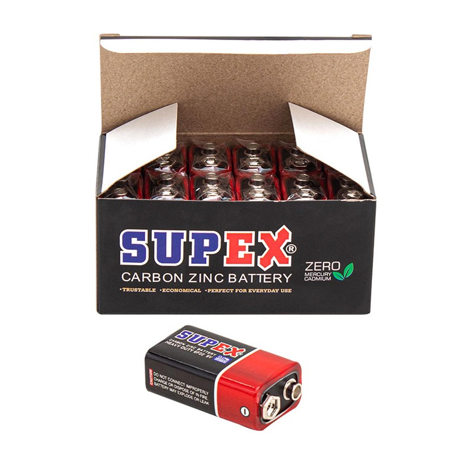 SUPEX 6F22 9V Pil Carbon 12Li Paket
