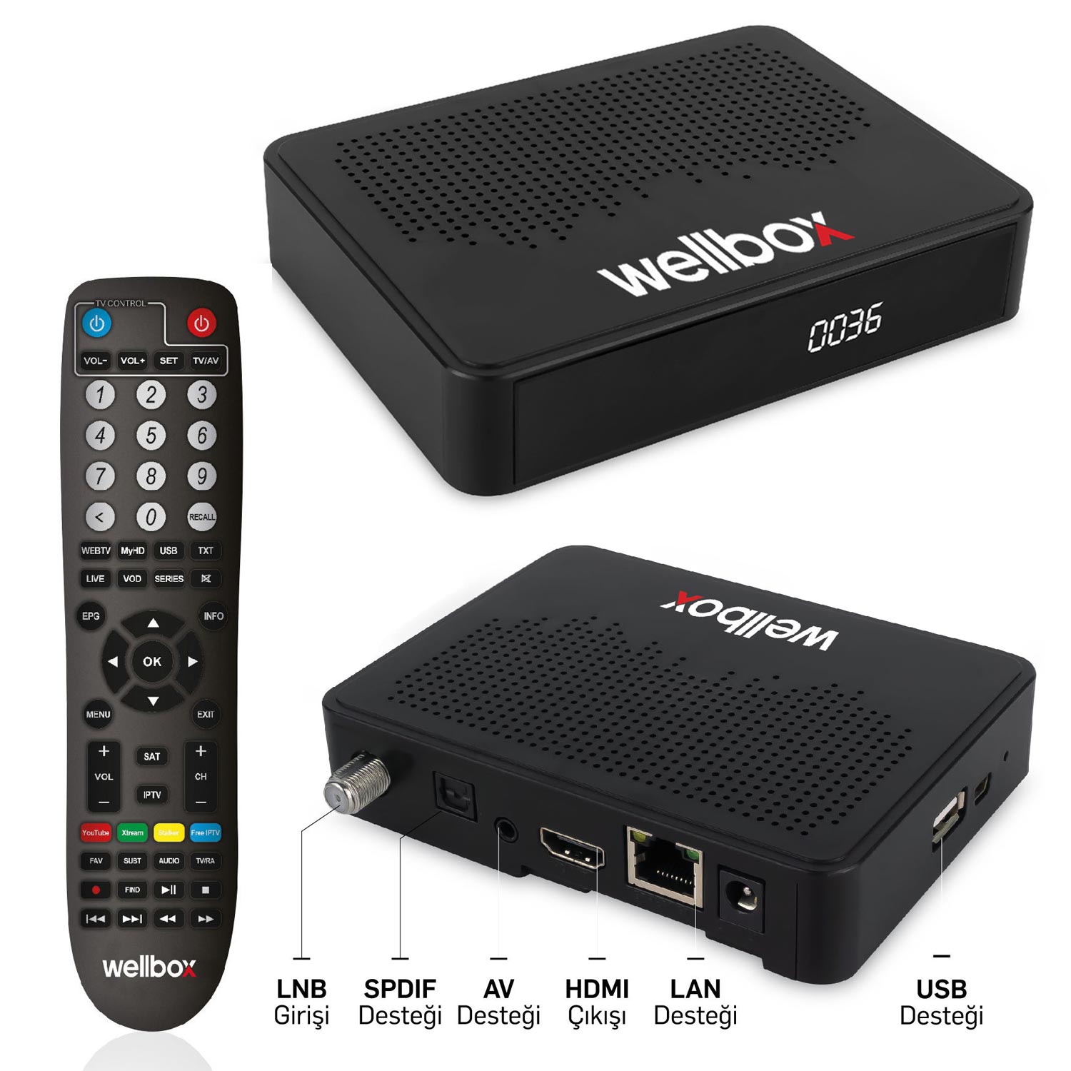 WELLBOX ATOM PLUS HD Uydu Alıcı Full Hd Ethernet Dahili Wifi Iptv Youtube