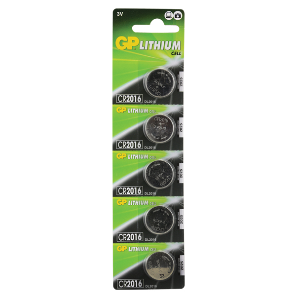GP CR2016 3 VOLT LİTYUM PARA PİL (5'Lİ PAKET)