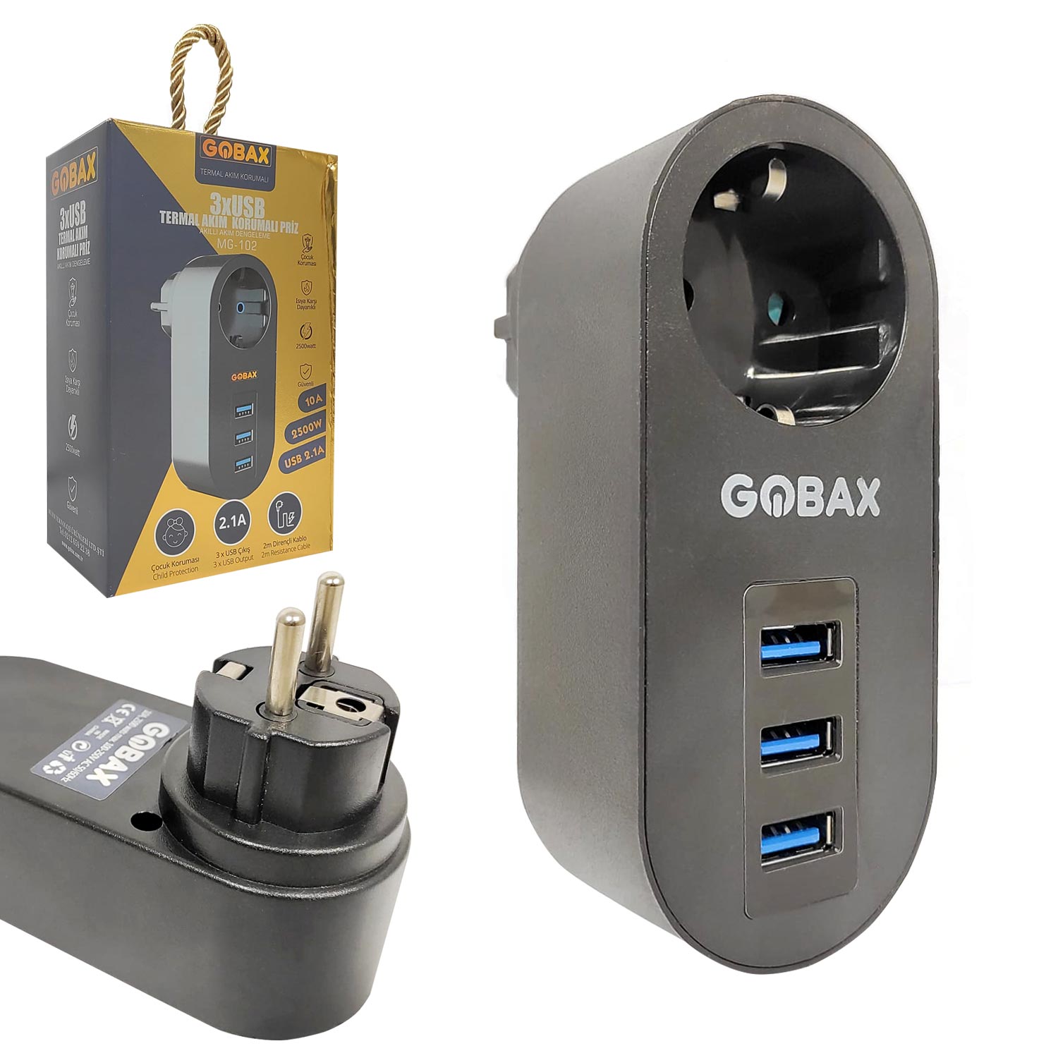 Gobax MG-102 Akım Korumalı Priz Typce