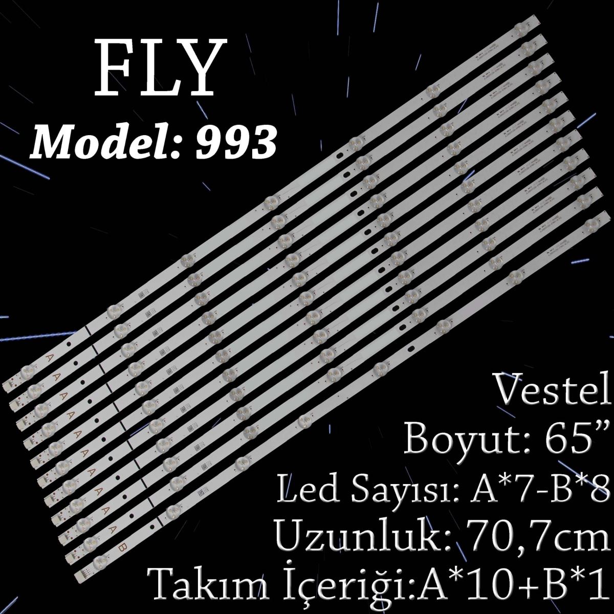 FLY-993 VESTEL 65 INC 65UD9000 65UD8900 65UD8800T 65R7040U, 65R7540U 65U6663DB 11 ADET TV LED BAR