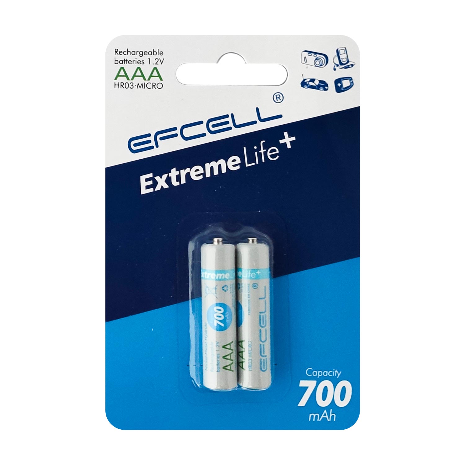 ŞARJLI PİL AAA İNCE KALEM 700MAH (2 ADET) Nİ-MH EFCELL HR-700AAA