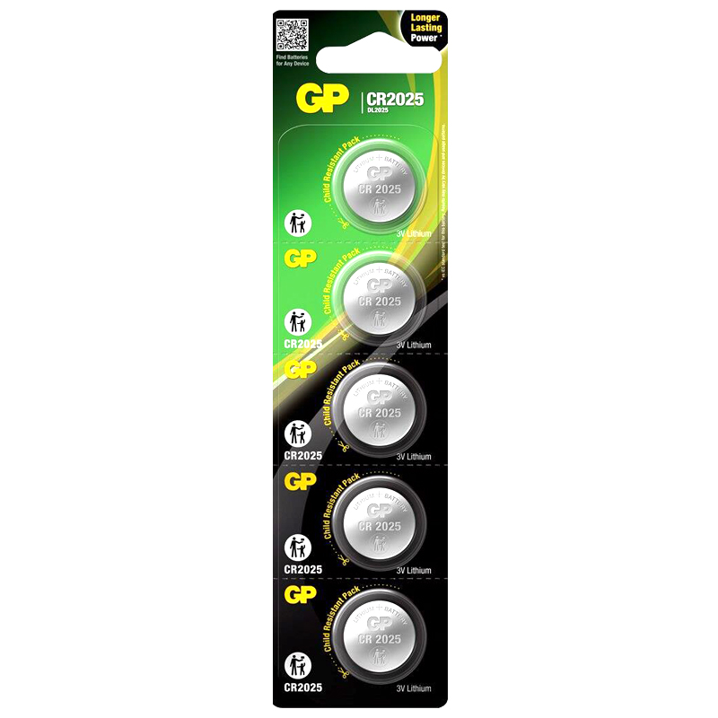 GP CR2025 3 VOLT LİTYUM PARA PİL (5'Lİ PAKET)
