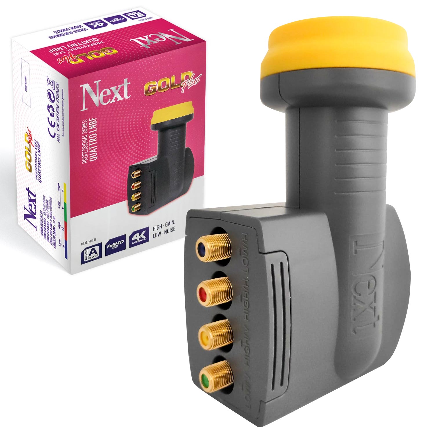 LNB DÖRTLÜ SANTRAL (QUATTRO) GOLD 0.1DB 3D 4K NEXT PLUS