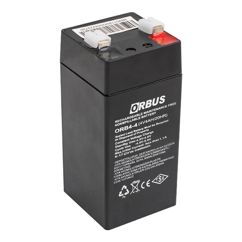 ORBUS 4 VOLT  4 AMPER DİK AKÜ (45 X 45 X 100 MM)