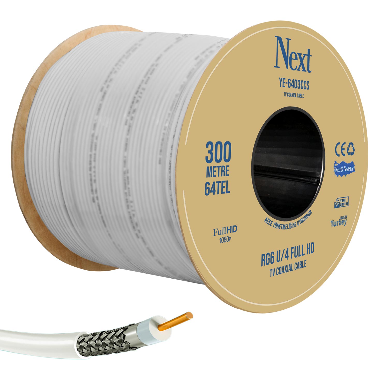 NEXT YE-6403 Anten Kablosu RG6 U4 64 Tel 300 Metre