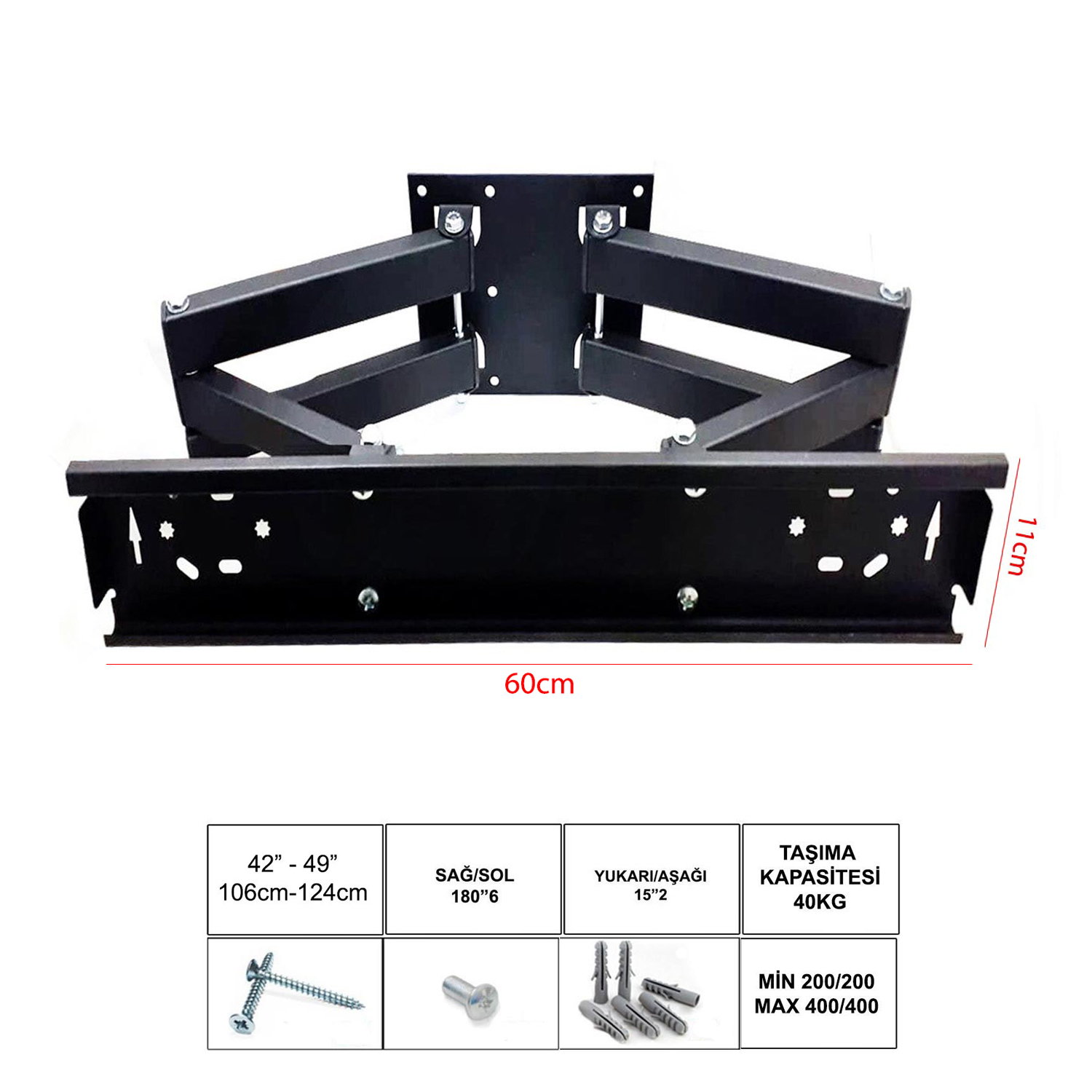 UFİX-6011H Lcd Askı Aparatı Hareketli 6 Kol 42-49 İnç 109-124cm