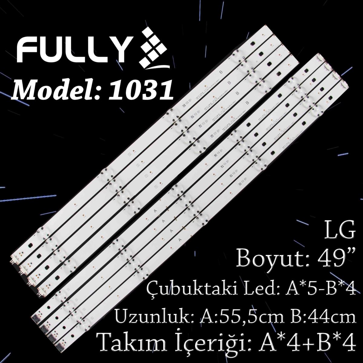 FULLY SET-1031 LG 49 INC 49UH610V-ZB.BPDWLJP 49UF6407-ZA.BPDYLJP 8 ADET TV LED BAR