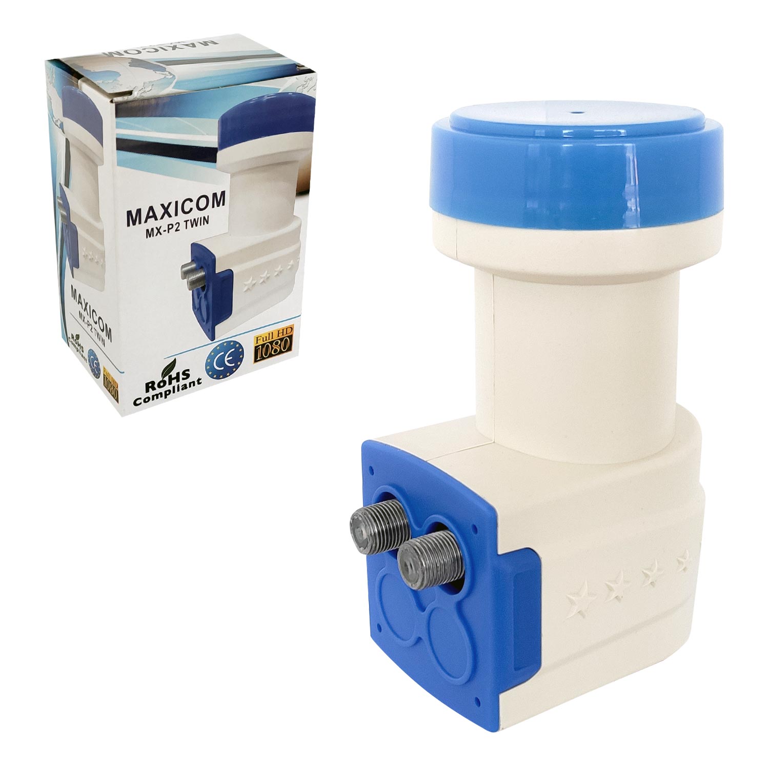 LNB İKİLİ (TWIN) 0.1DB 3D FHD MAXICOM MX-P2