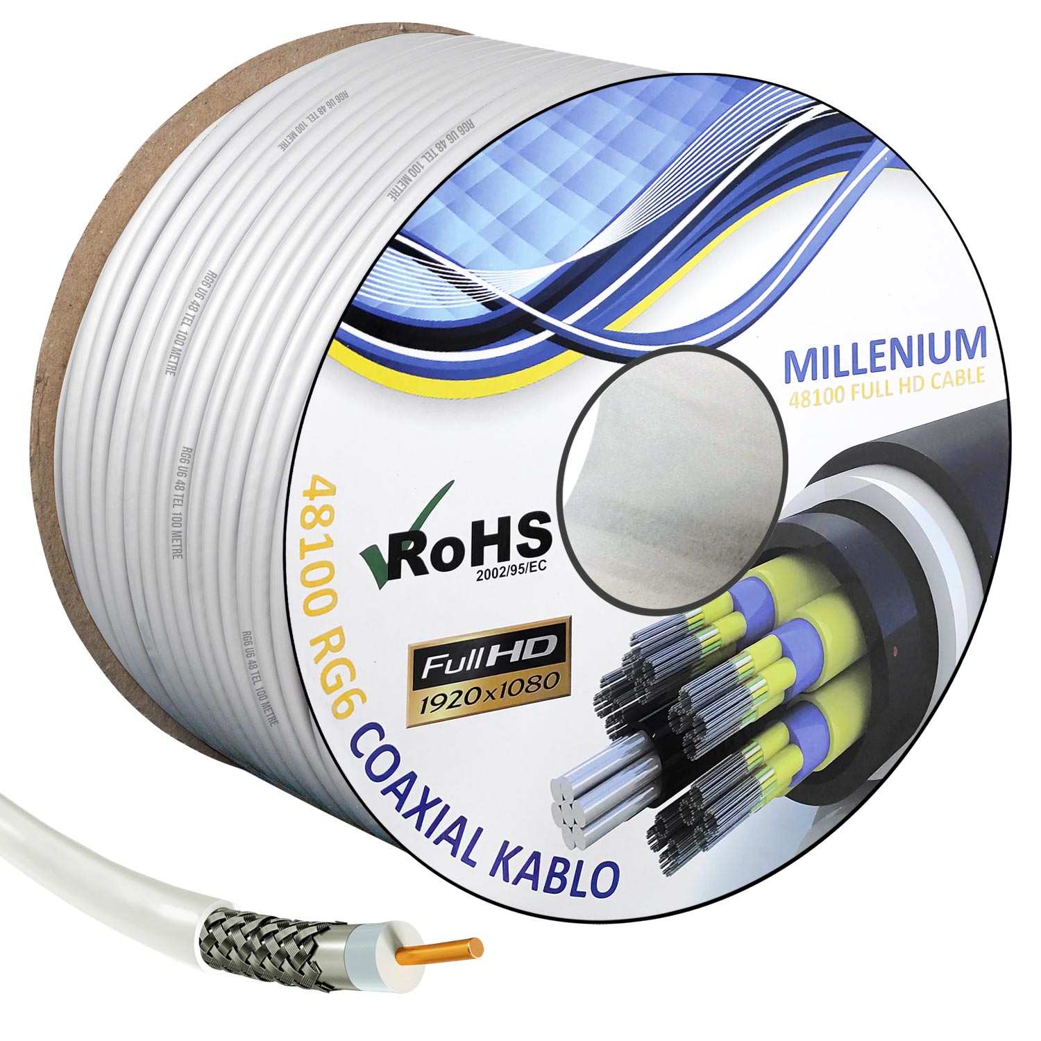 MILLENIUM Anten Kablosu RG6 U4 48 Tel 100 Metre